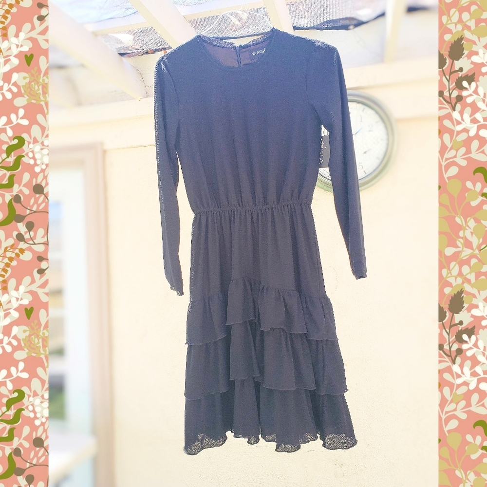 Womens black wukogals dress with ruffles